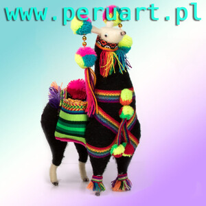 LAMA Z PERU FIGURKA ETNICZNA 25 cm BLACK
