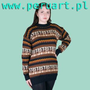 MĘSKI DAMSKI SWETER Z WEŁNY ALPAKI PERU ETNO