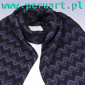ELEGANCKI SZAL / SZALIK Z WEŁNY ALPAKI INDIGO GRANAT