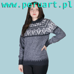 SWETER NORWESKI WZÓR WEŁNA ALPAKA
